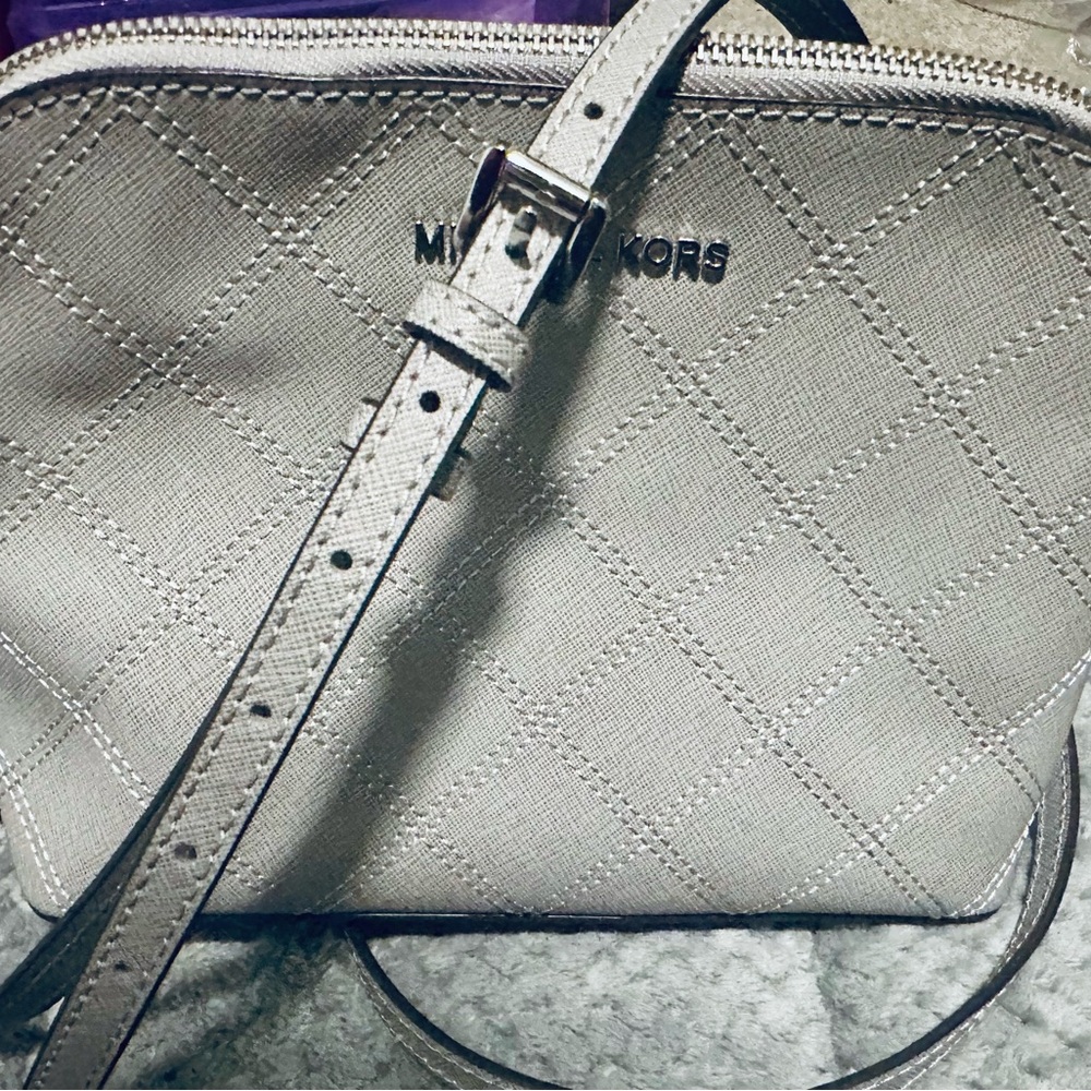 Michael Kors Silver Quilted Crossbody Bag - Brand New w/out tags 10” x 7”